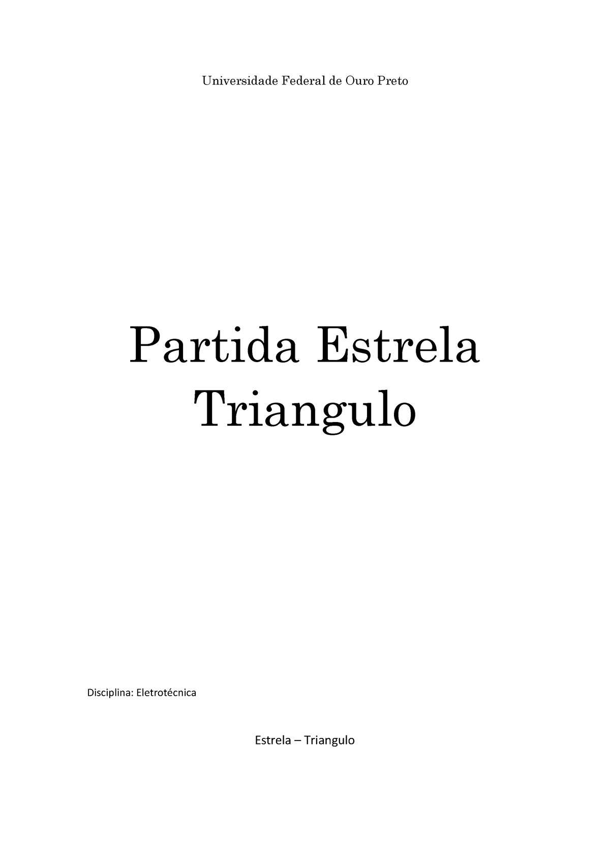 Partida Estrela Triangulo Universidade Federal De Ouro Preto Partida Estrela Triangulo 2068