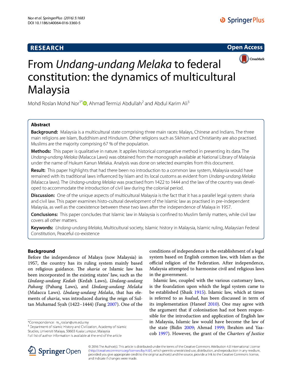 Article- From Undang 2 Melaka To Federal Constitution 2016 - Nor Et Al ...