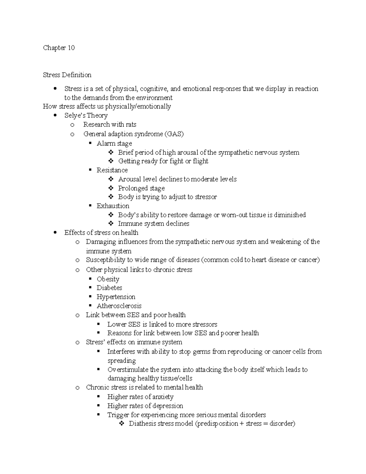 Adulthood and Aging Chapter 10 - Chapter 10 Stress Definition Stress is ...