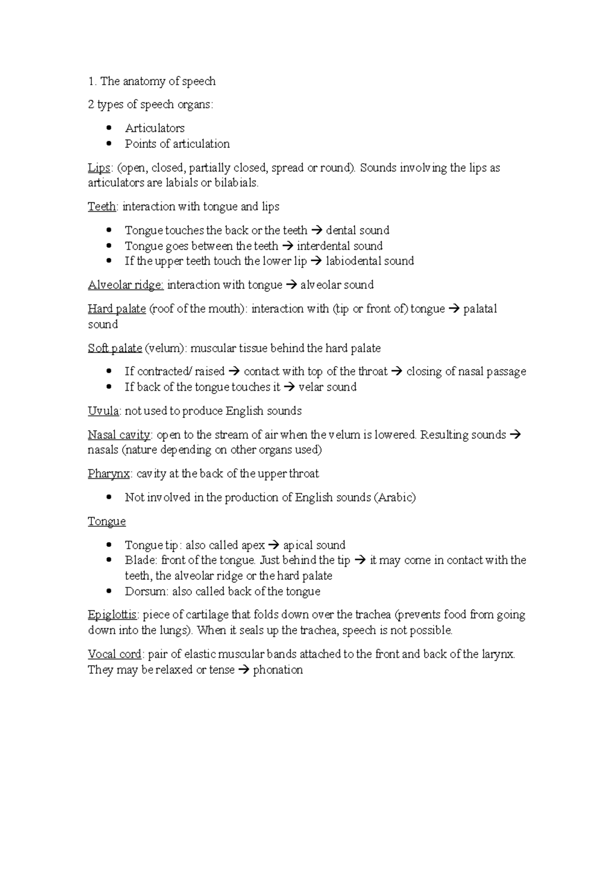 1. Anatomy Of Speech - The Anatomy Of Speech 2 Types Of Speech Organs 