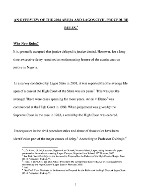 Current Features OF THE Summary Judgement Procedure Under THE Lagos ...