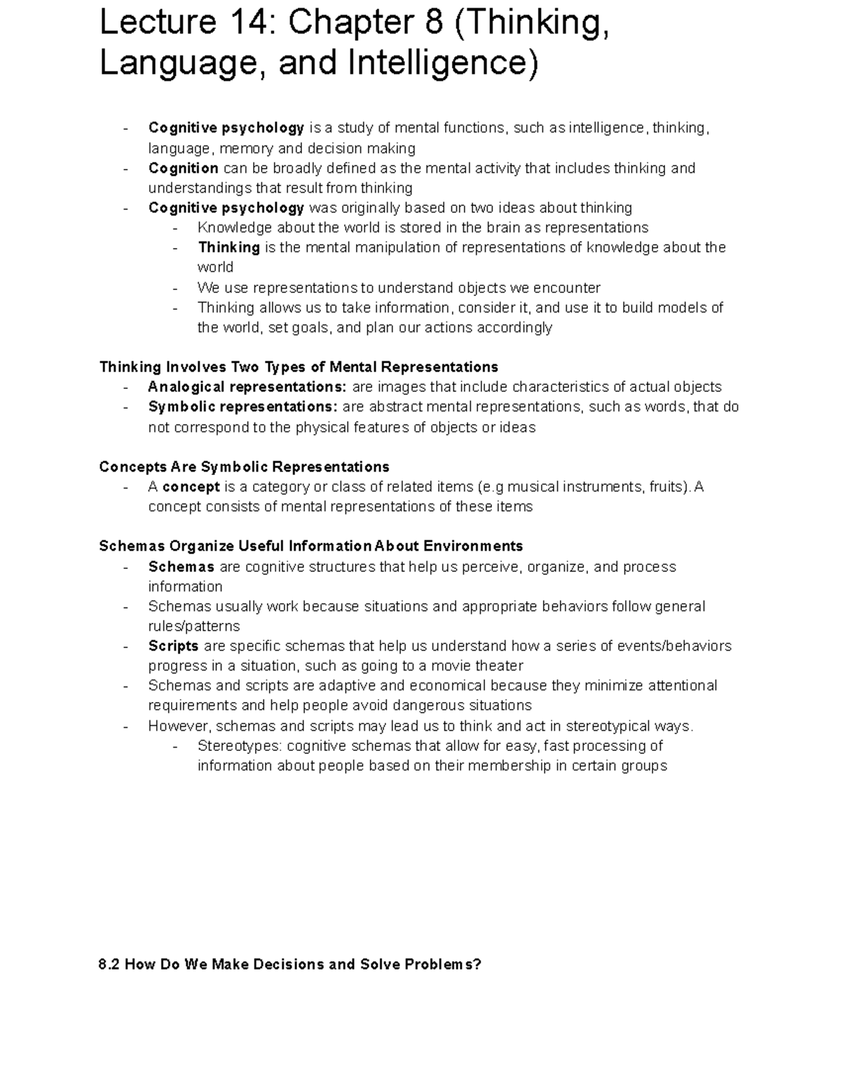 Lecture 14 Chapter 8 - Language, and Intelligence) Cognitive psychology ...