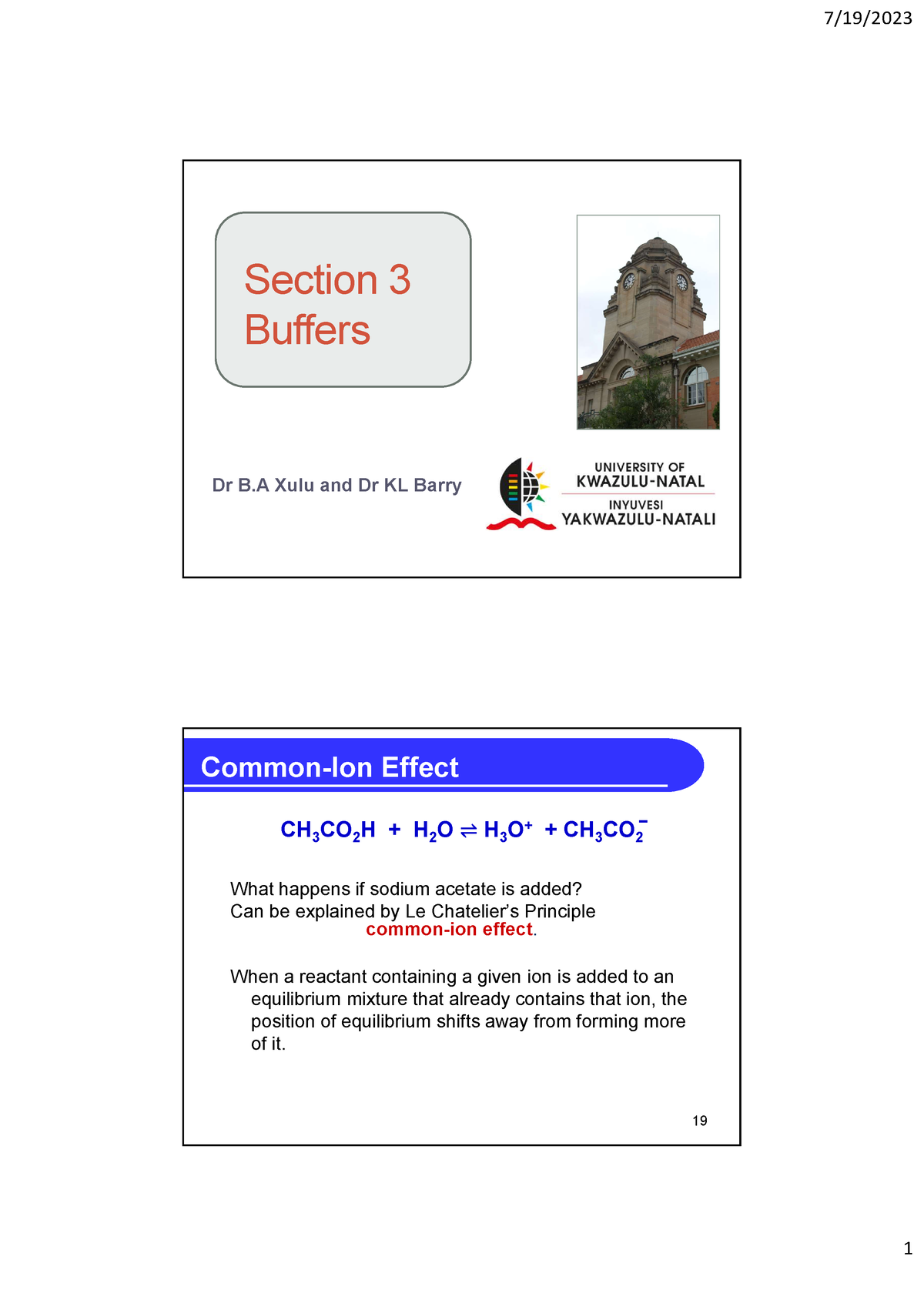 3. Buffers Answers - Notes - Section 3 Buffers 1 Dr B Xulu And Dr KL ...