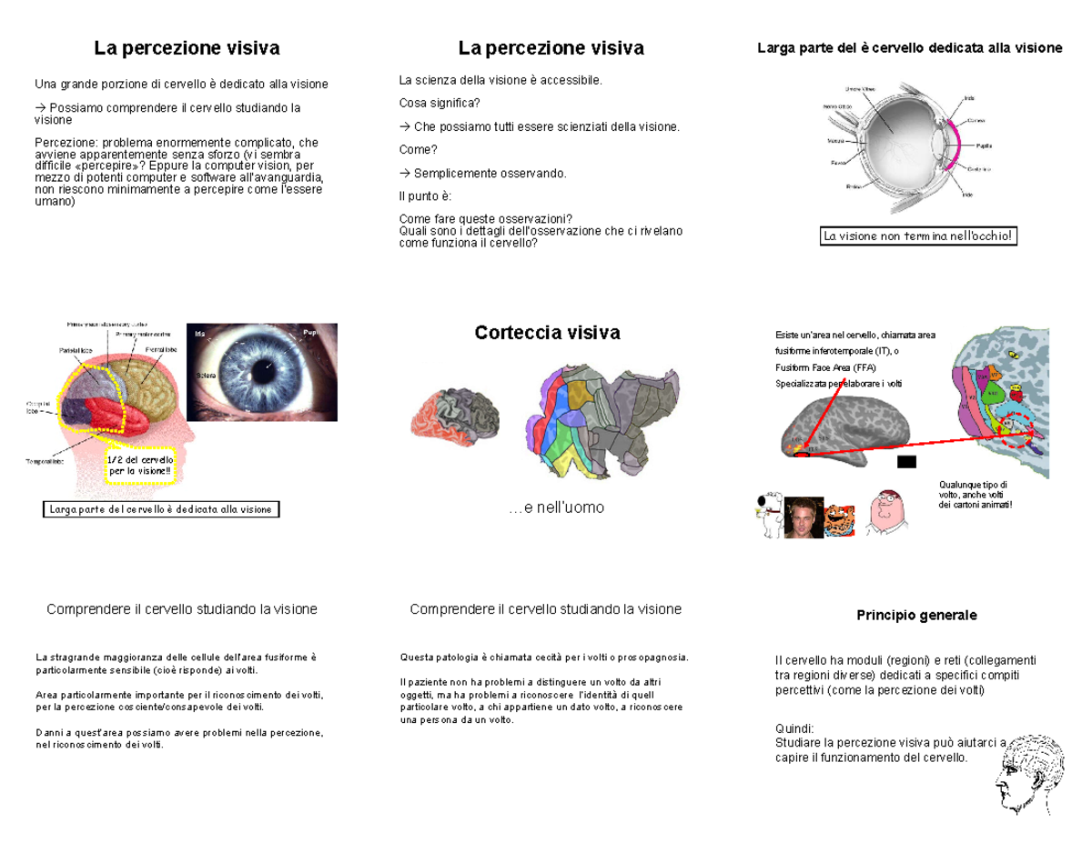 Scienze Cognitivo-psicologiche Psicologia della percezione - Scienze psicologiche cognitive e