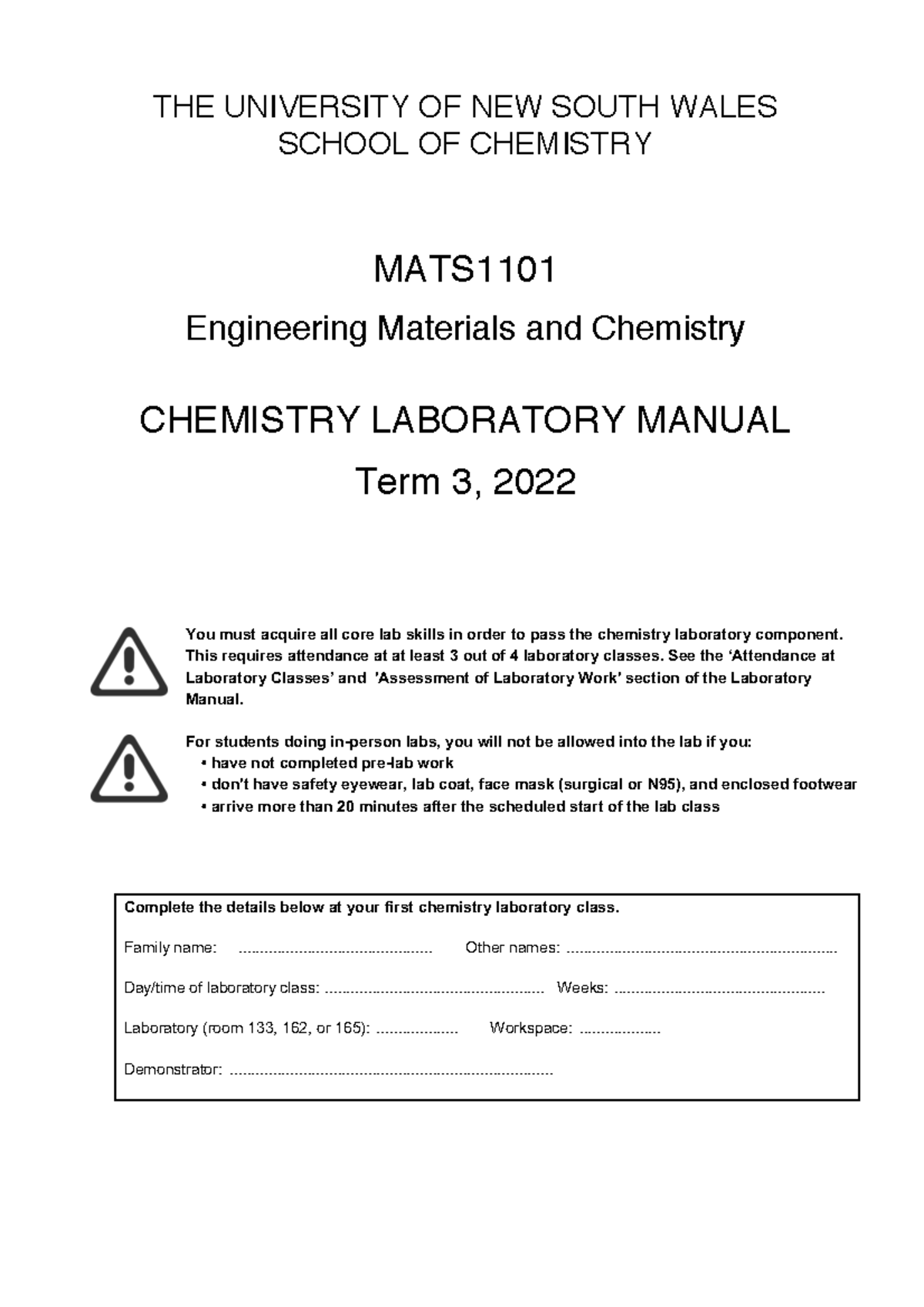 MATS1101 lab manual T3 2022 - THE UNIVERSITY OF NEW SOUTH WALES SCHOOL ...