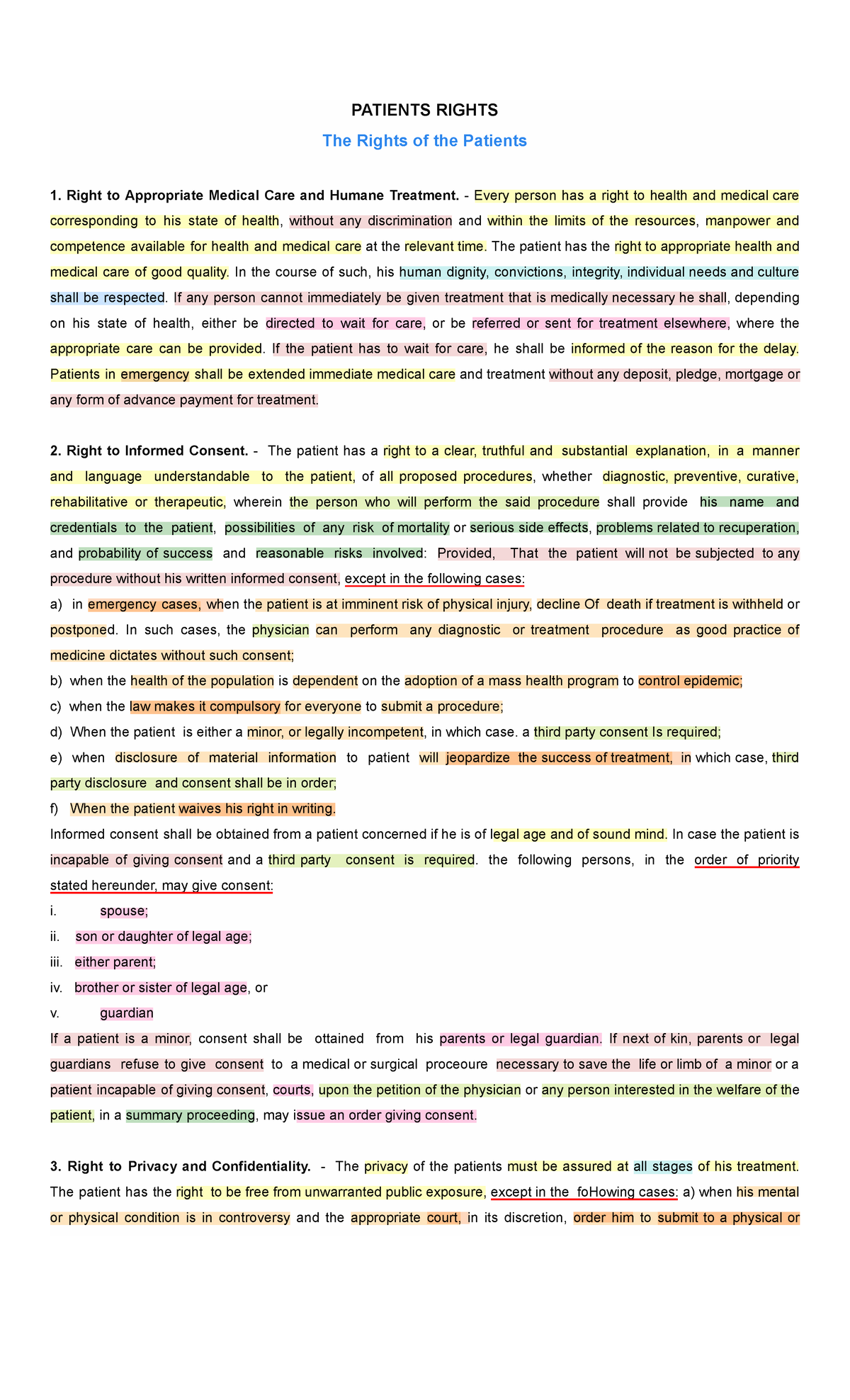 Patient BILL OF Rights - PATIENTS RIGHTS The Rights of the Patients ...