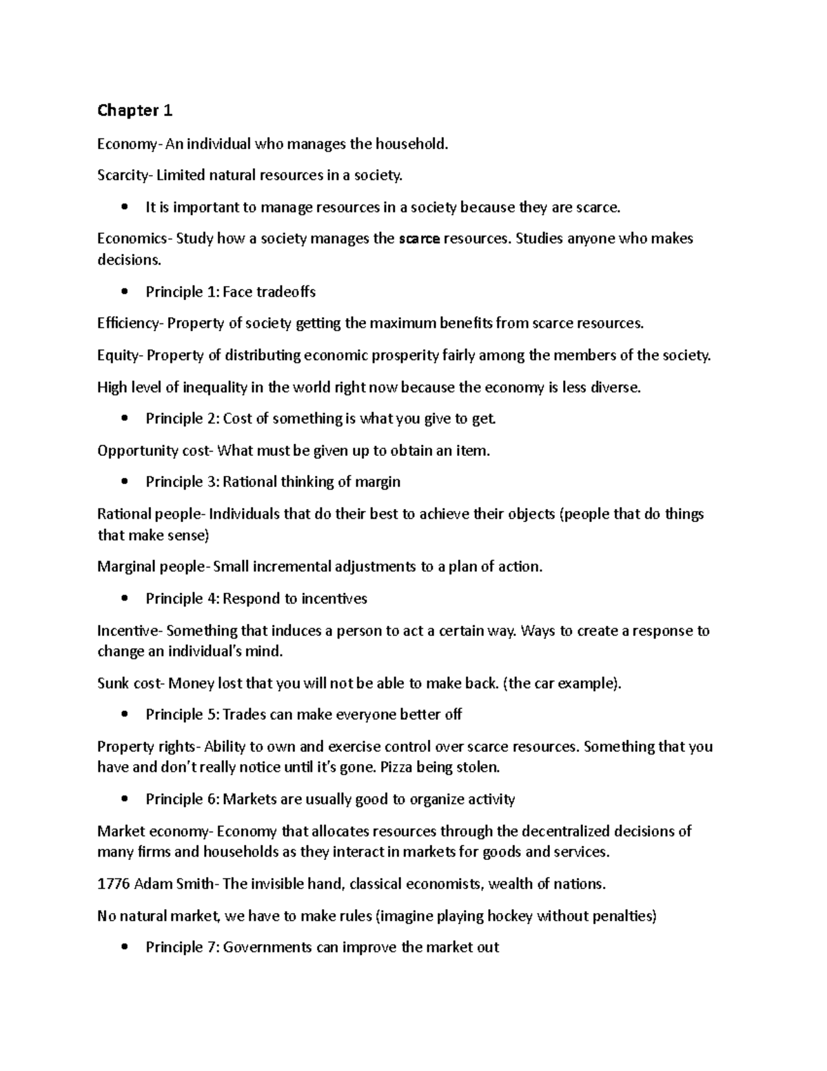 ECON 102 Chapter 1 - Lecture notes 1 - Chapter 1 Economy- An individual ...