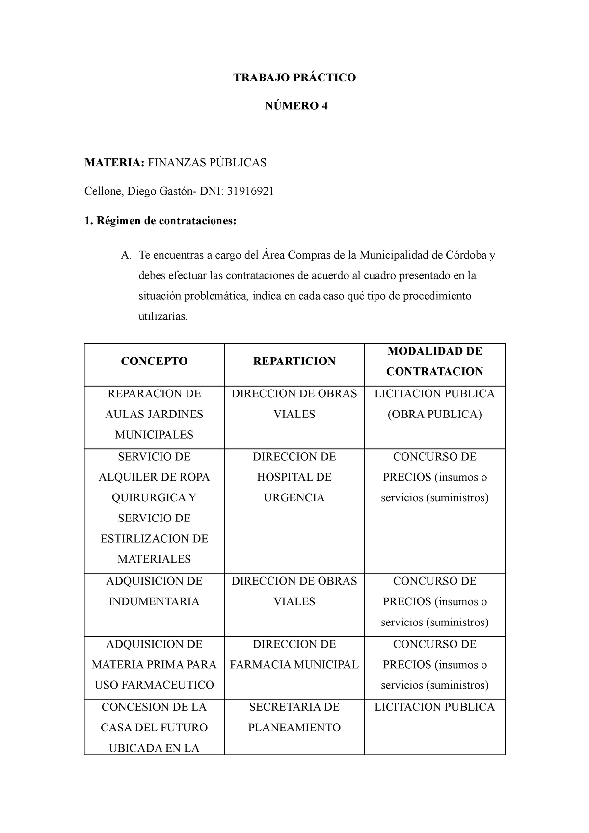 TP4 Finanzas Publicas - TRABAJO PRÁCTICO NÚMERO 4 MATERIA: FINANZAS ...