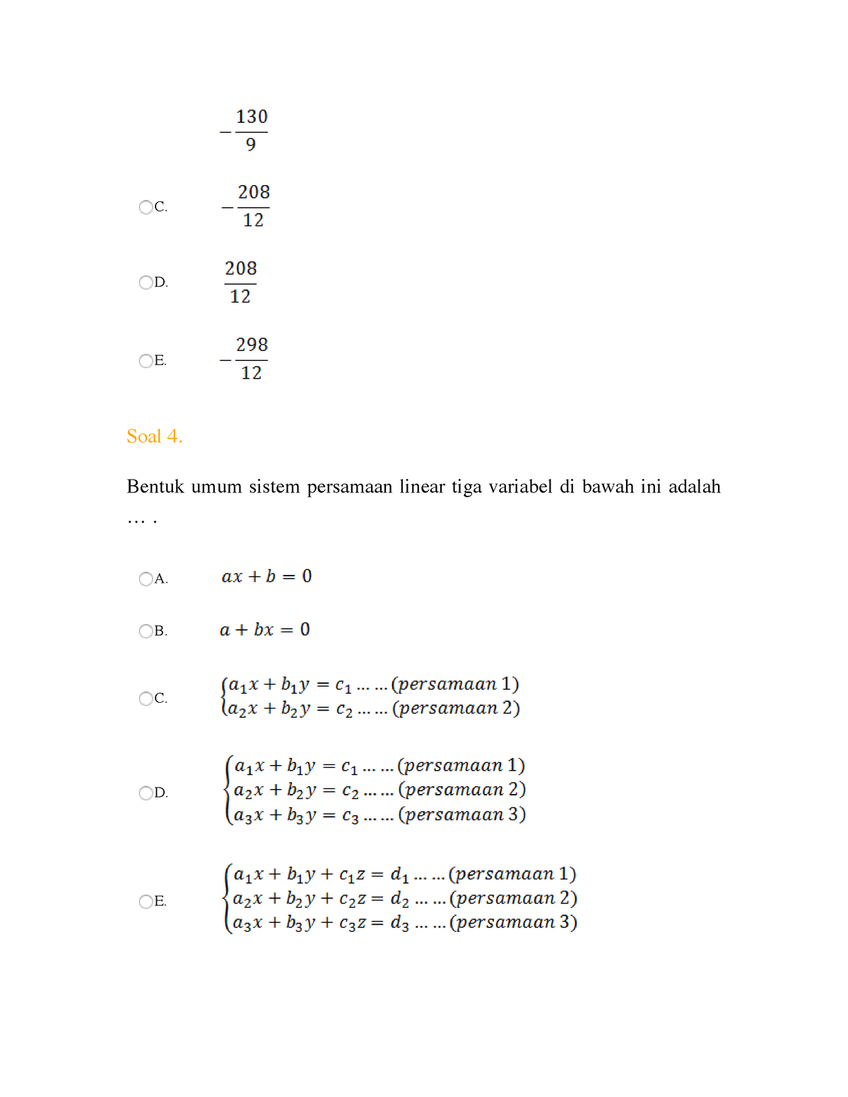 Kelas-X Matematika-Umum KD-3 - C. D. E. Soal 4. Bentuk Umum Sistem ...