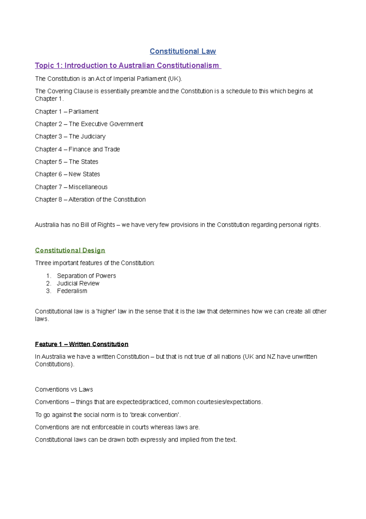 Constitutional Law Lecture Notes - Constitutional Law Topic 1 ...