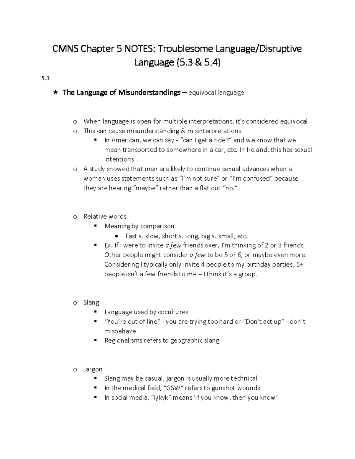 CMNS Chapter 5 PART 2 - CMNS Chapter 5 NOTES: Troublesome Language ...