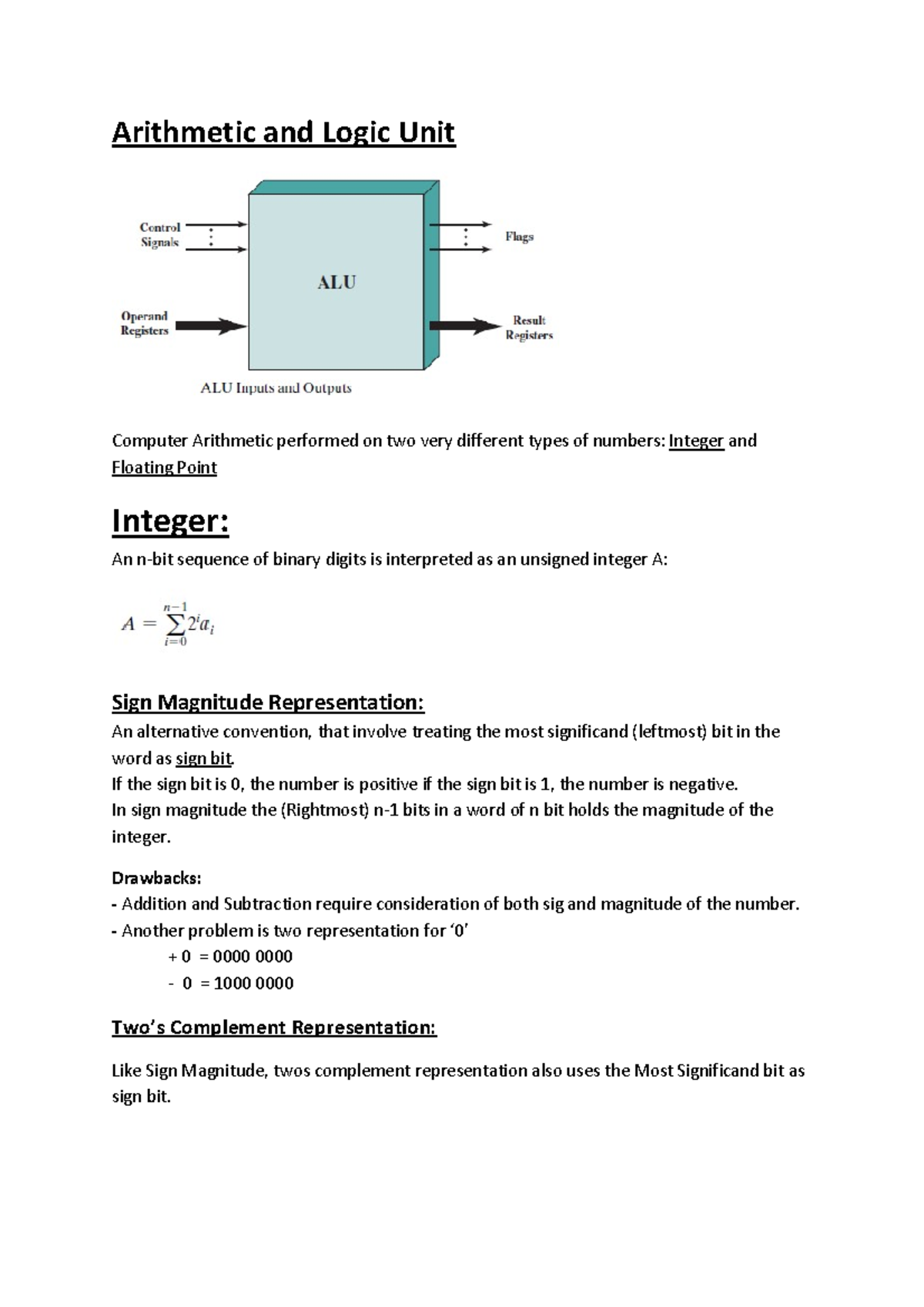 ALU till booth Algo - alu notes - Arithmetic and Logic Unit Computer ...