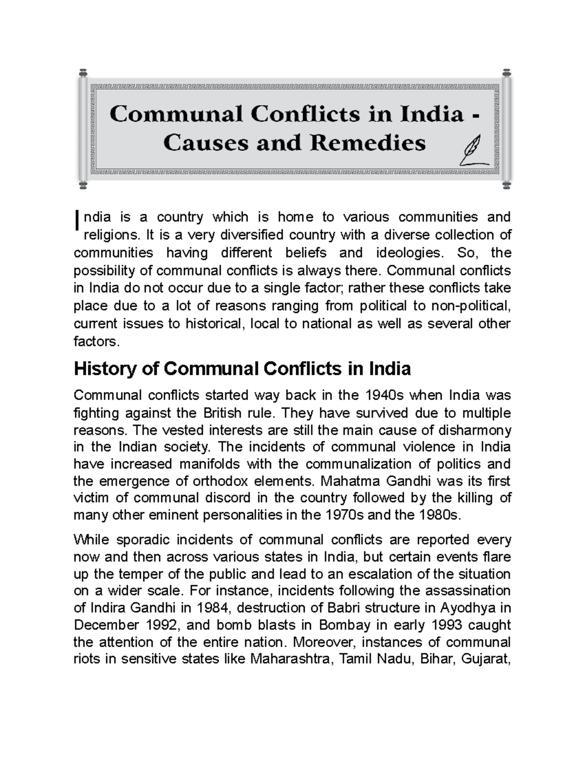 essay on communal violence