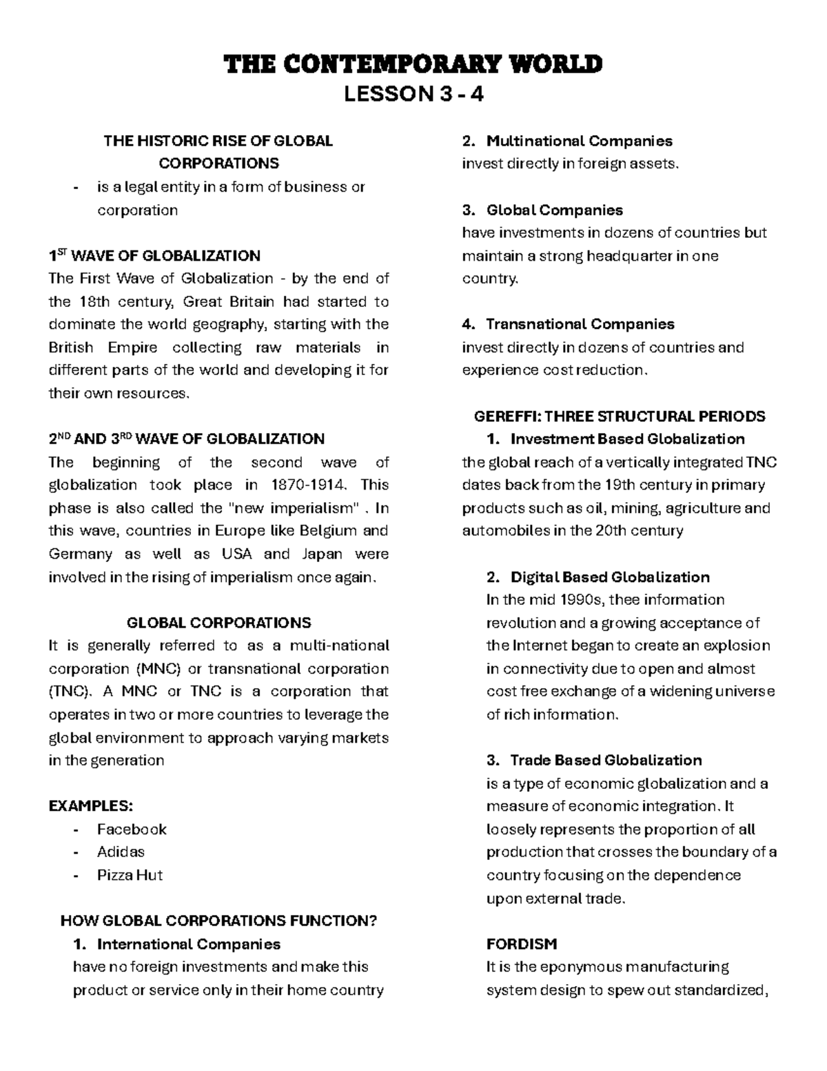 TCW-L3-4 - Summaries of TCW from lesson 3 to 4 - LESSON 3 - 4 THE ...