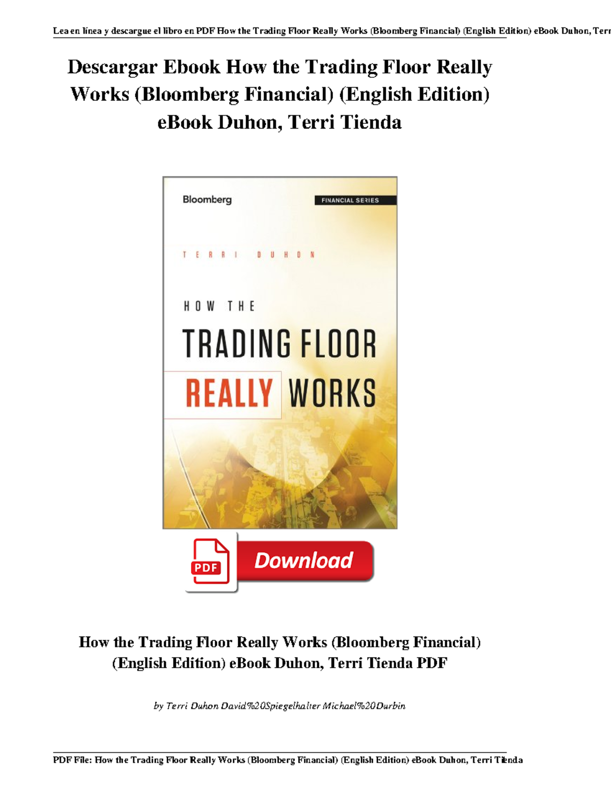 How the trading floor really Lea en línea y descargue el libro en PDF