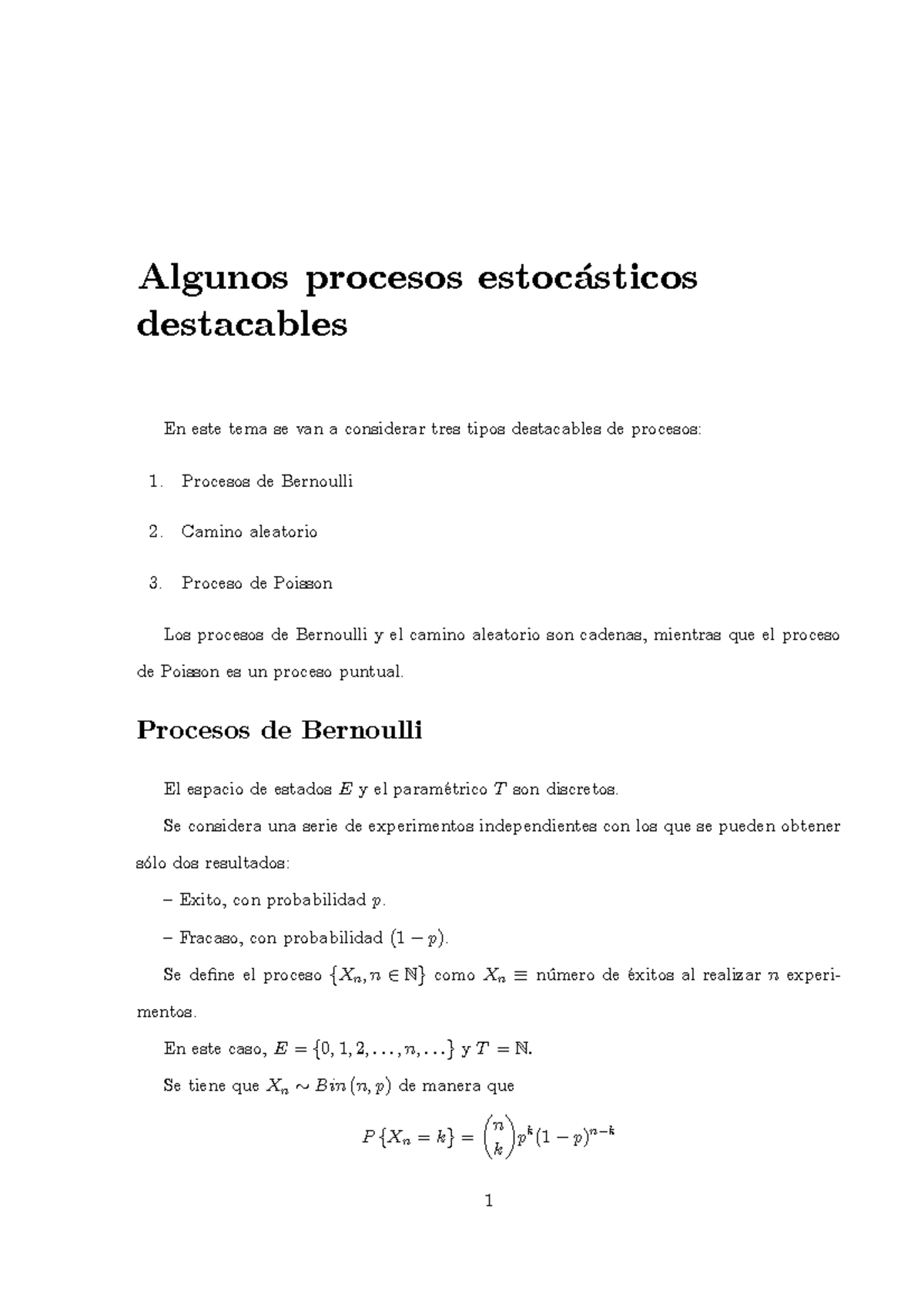 Algunos Procesos Estocásticos Destacables - Procesos De Bernoulli 2 ...