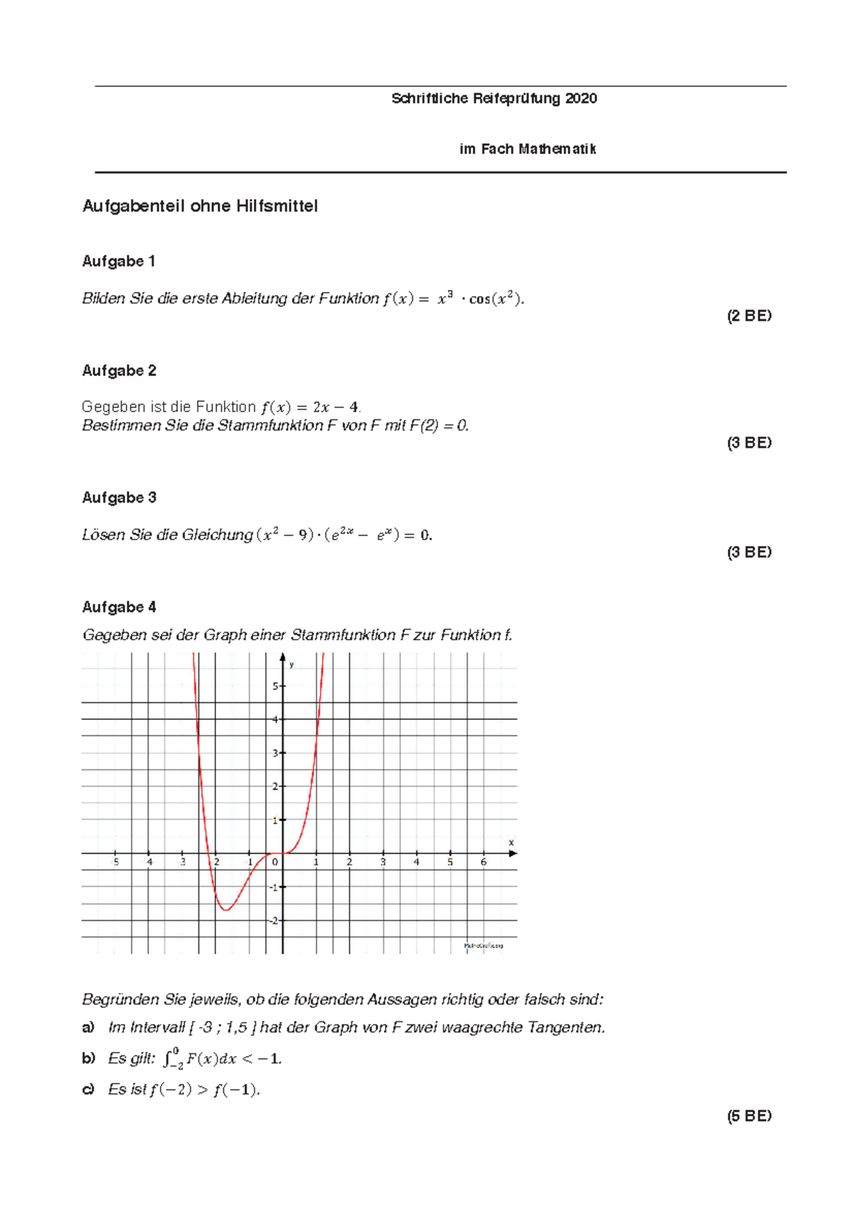 Mündliche Prüfung Mathe Abitur Beispielaufgaben 2020 Abitur Mathe übungsklausur - im Fach Mathematik! ! Aufgabenteil