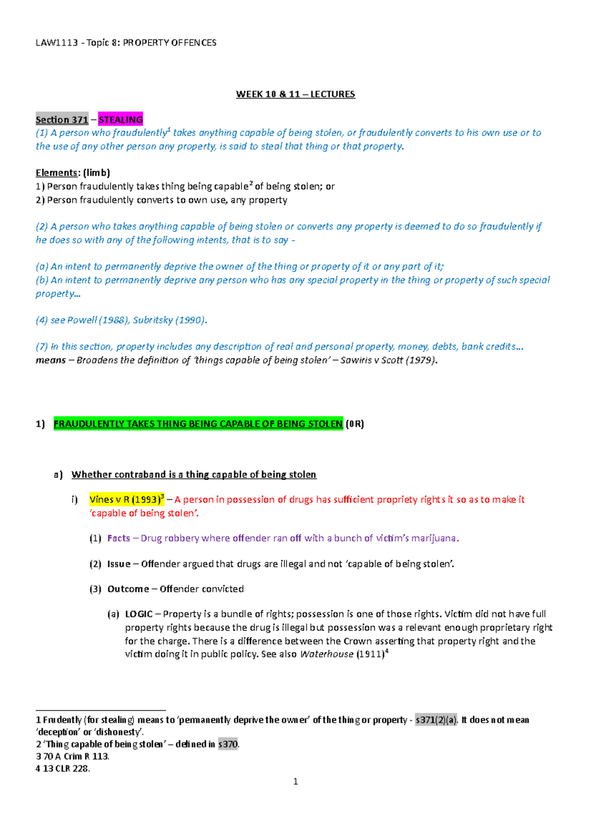 1113 - Topic 8 - Lecture Notes - WEEK 10 & 11 – LECTURES Section 371 ...