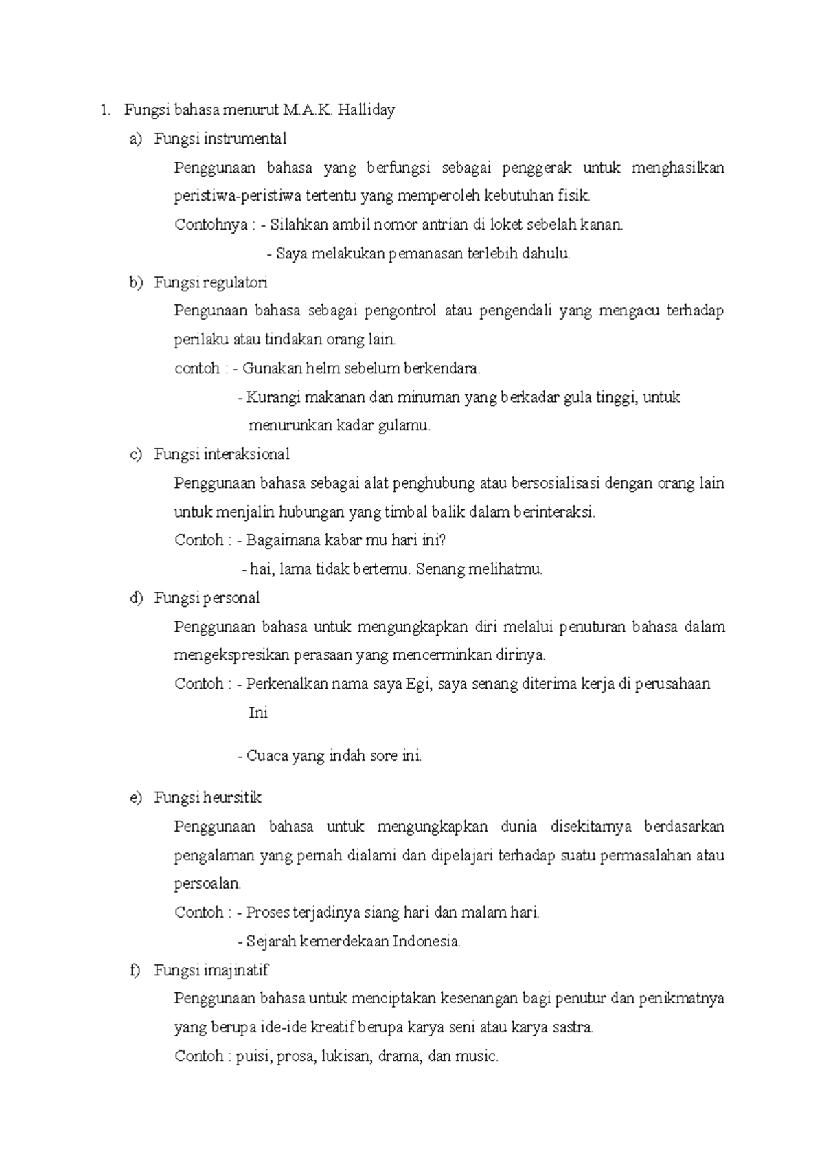 Bahasa Indonesia Tugas 1 - Fungsi Bahasa Menurut M.A. Halliday A ...