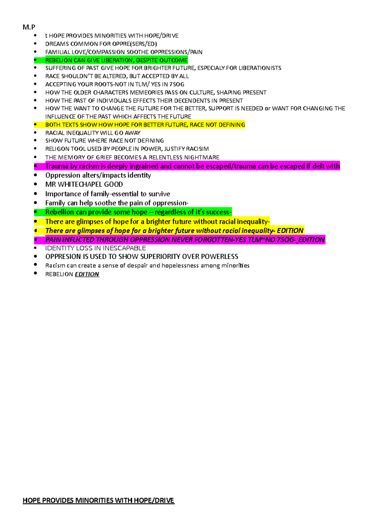B - Notes - t HOPE PROVIDES MINORITIES WITH HOPE/DRIVE DREAMS COMMON ...