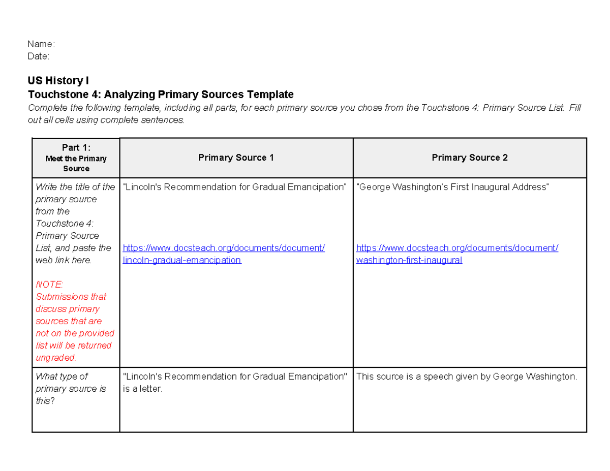 Sophia US History Touchstone - Name: Date: US History I Touchstone 4 ...