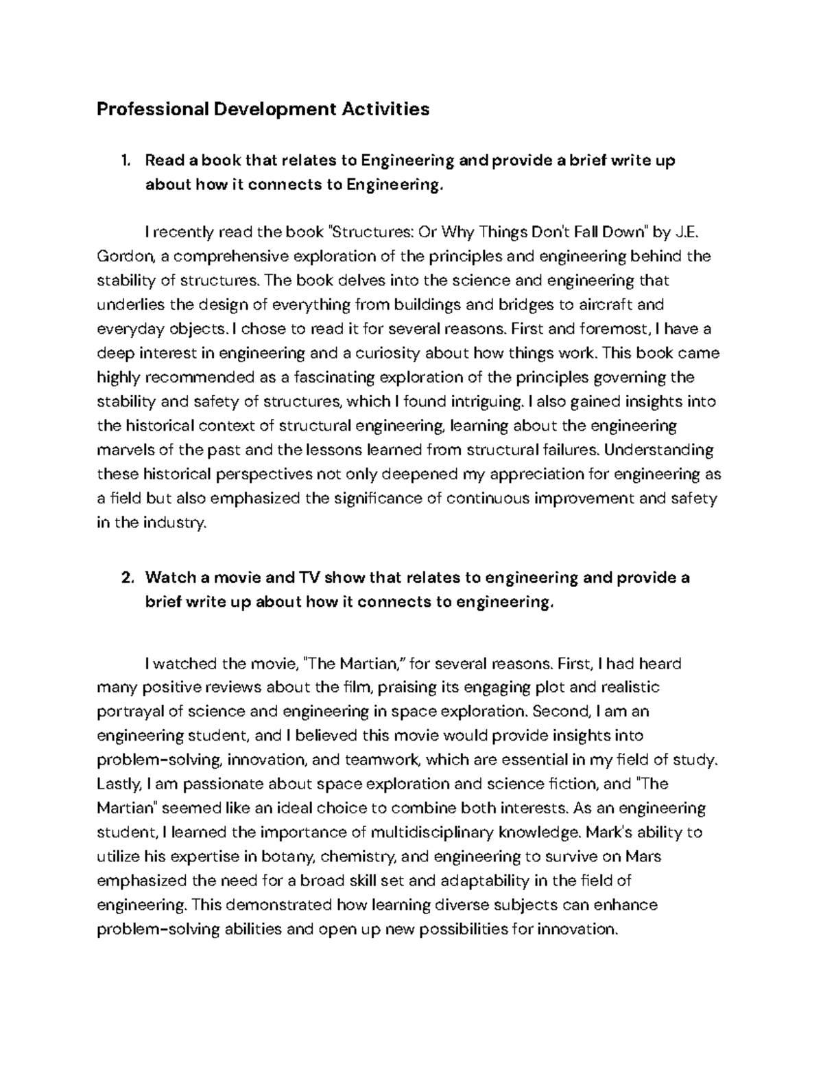 EGG 101 Professional Development Activites Professional Development