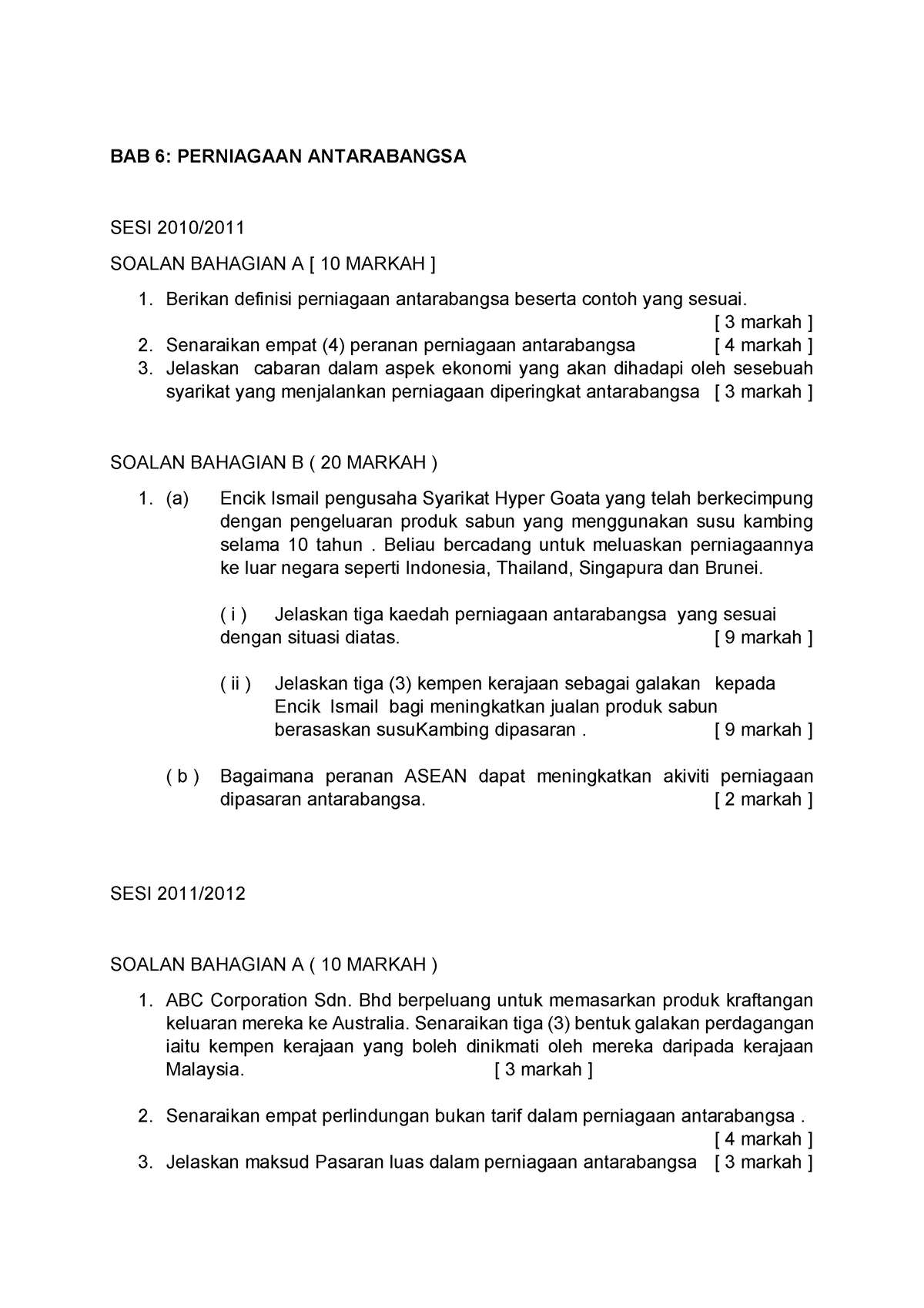 Soalan Tutoran PSPM BAB 6 -PAB 2022 - BAB 6: PERNIAGAAN ANTARABANGSA ...