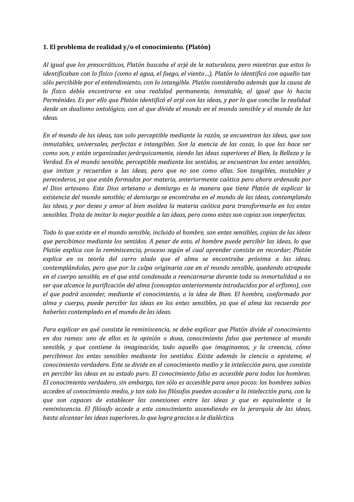 El Problema De La Realidad Y O El Conocimiento, Platón - El Problema De ...