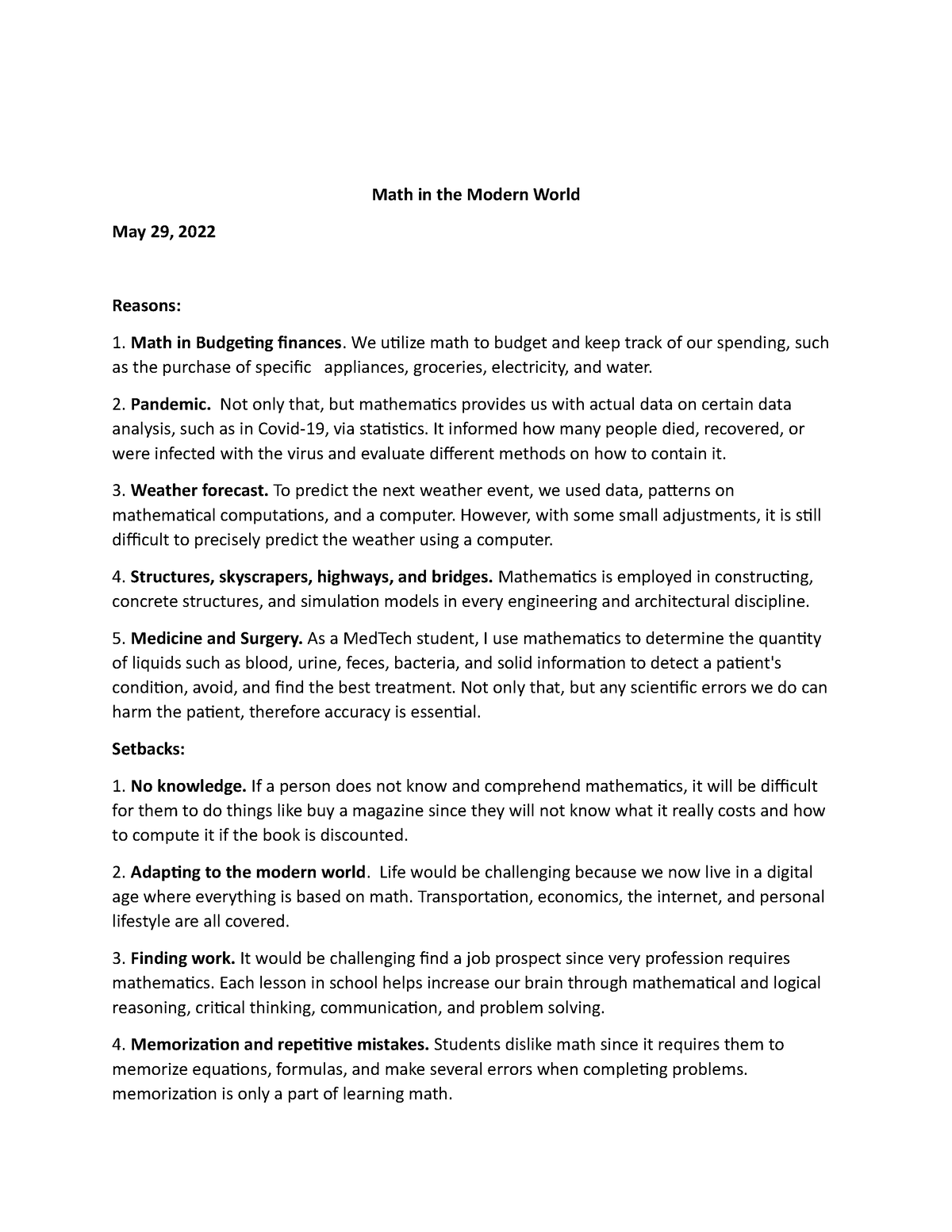 modern world essay topics