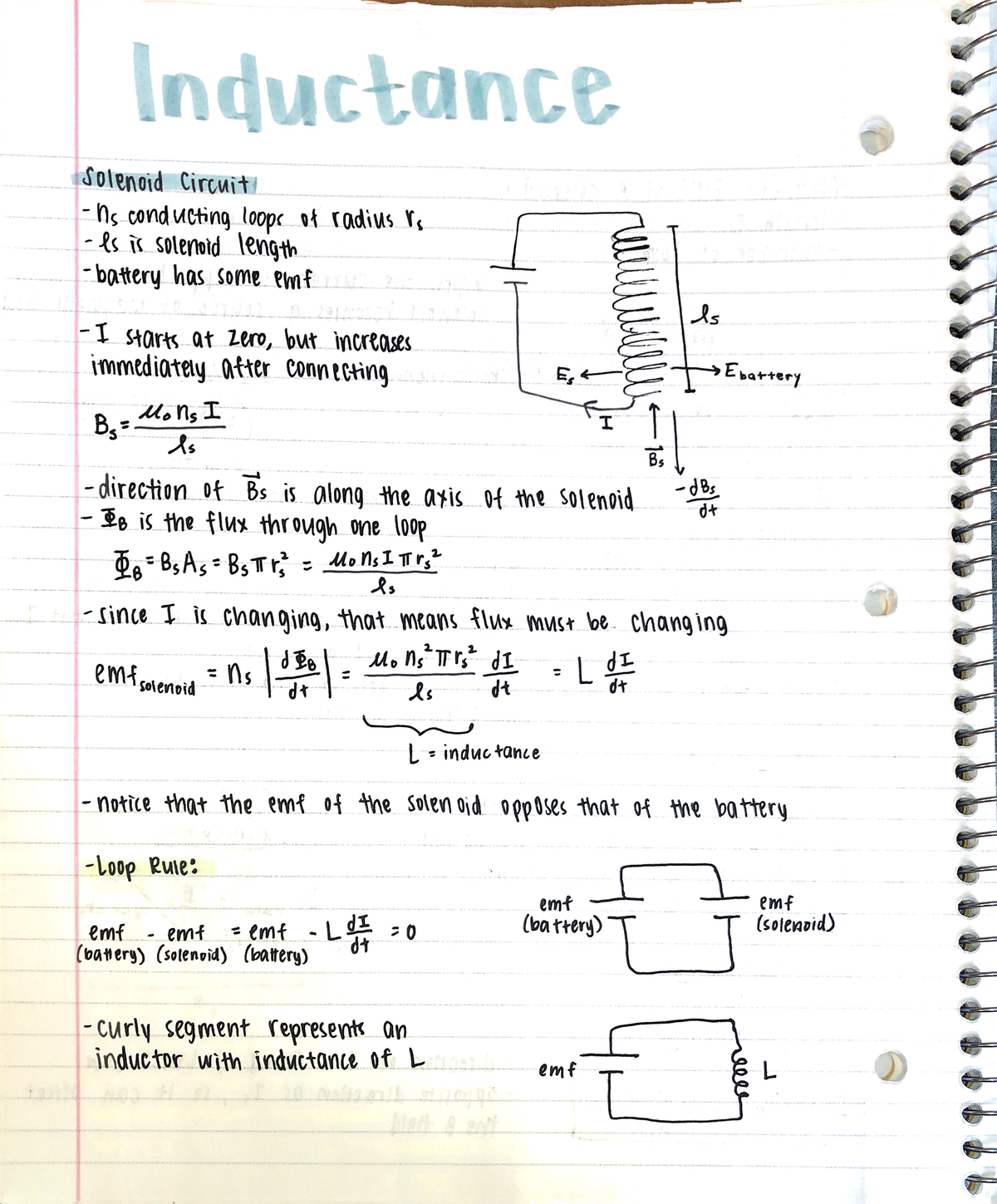 Inductance notes PHYS 2212 Studocu