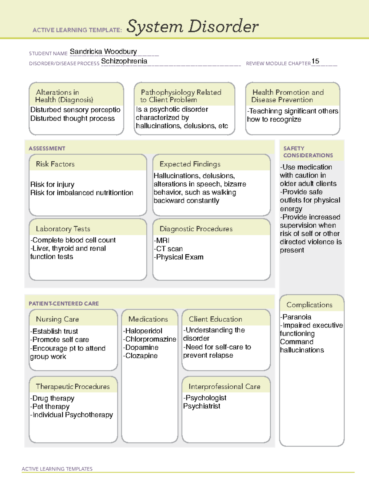 System disorder restricted - ACTIVE LEARNING TEMPLATES System Disorder ...