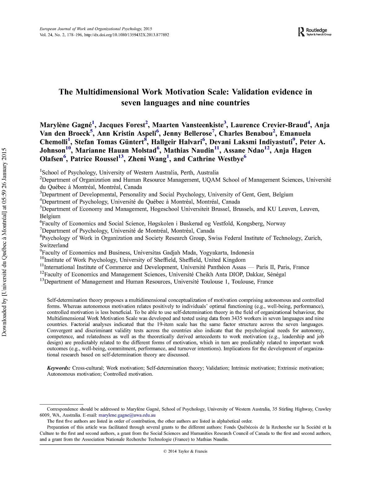 Work Motivation Scale - Job Satisfaction - The Multidimensional Work ...