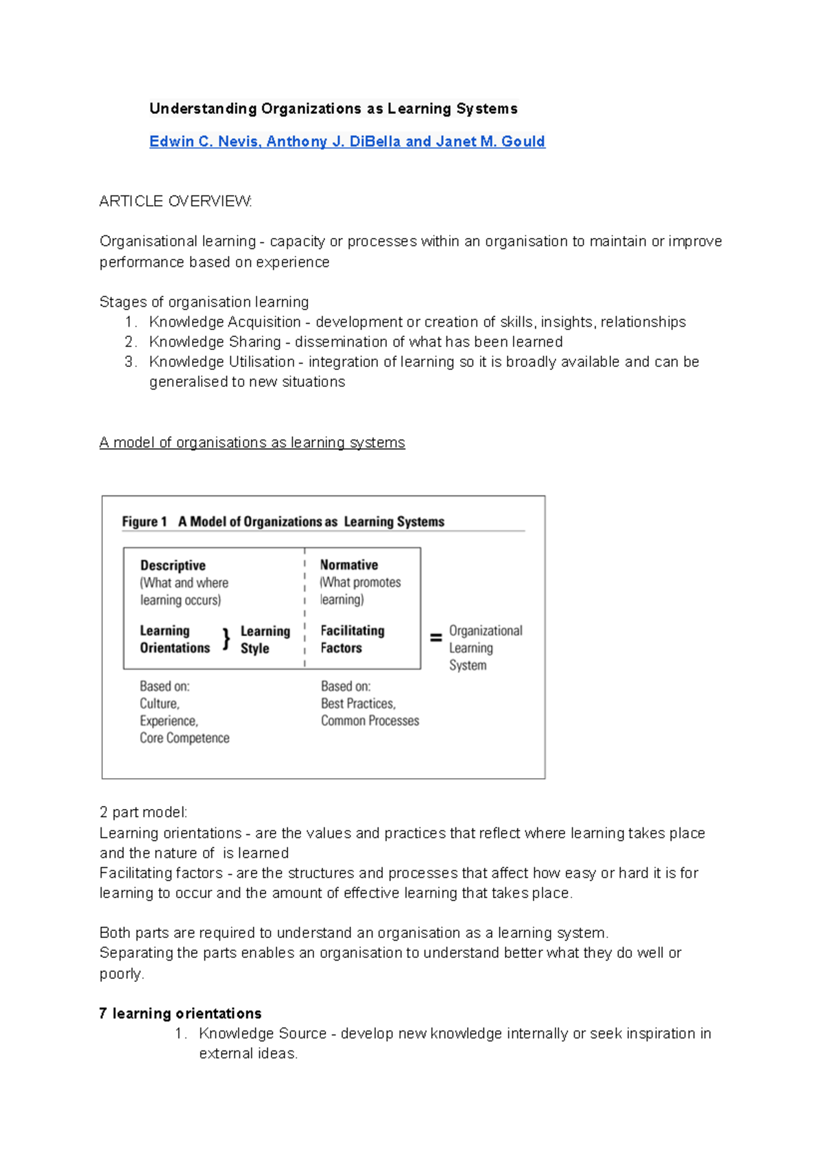 Week6Organizationsas Learning Systems - Understanding Organizations as ...