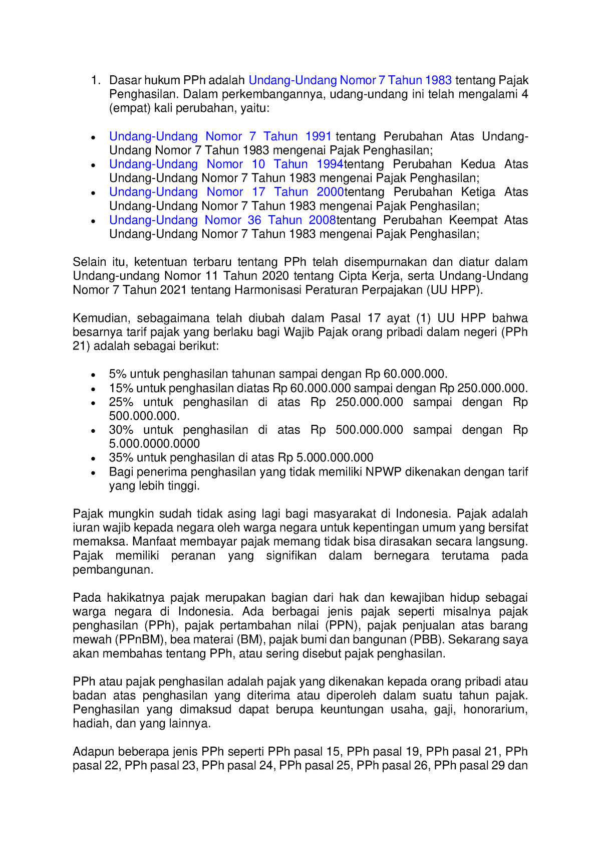 Hukum Pajak Dan Acara Perpajakan - 1. Dasar Hukum PPh Adalah Undang ...