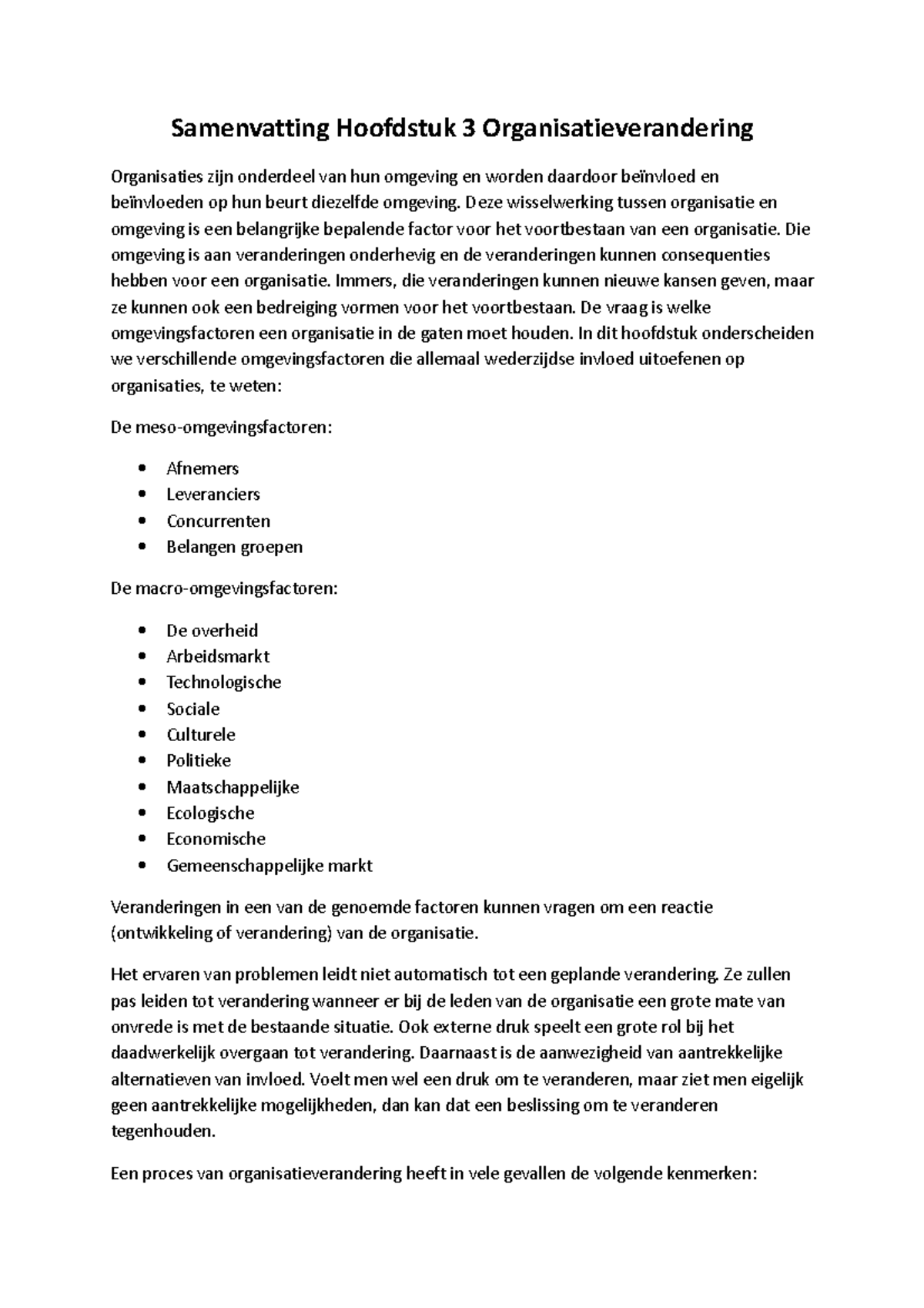 Hoofdstuk 3 Samenvatting Organisatieverandering - Samenvatting ...