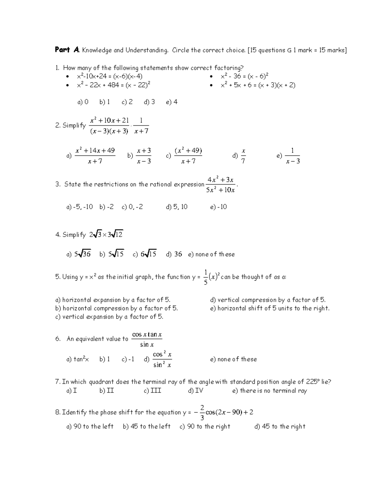 Practice+Exam - Practice+Exam - Part A. Knowledge and Understanding ...