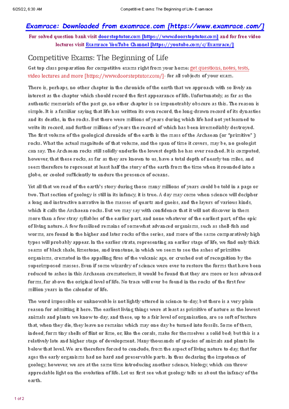 Zoology Beginning of Life - 6/25/22, 6:30 AM Competitive Exams: The ...