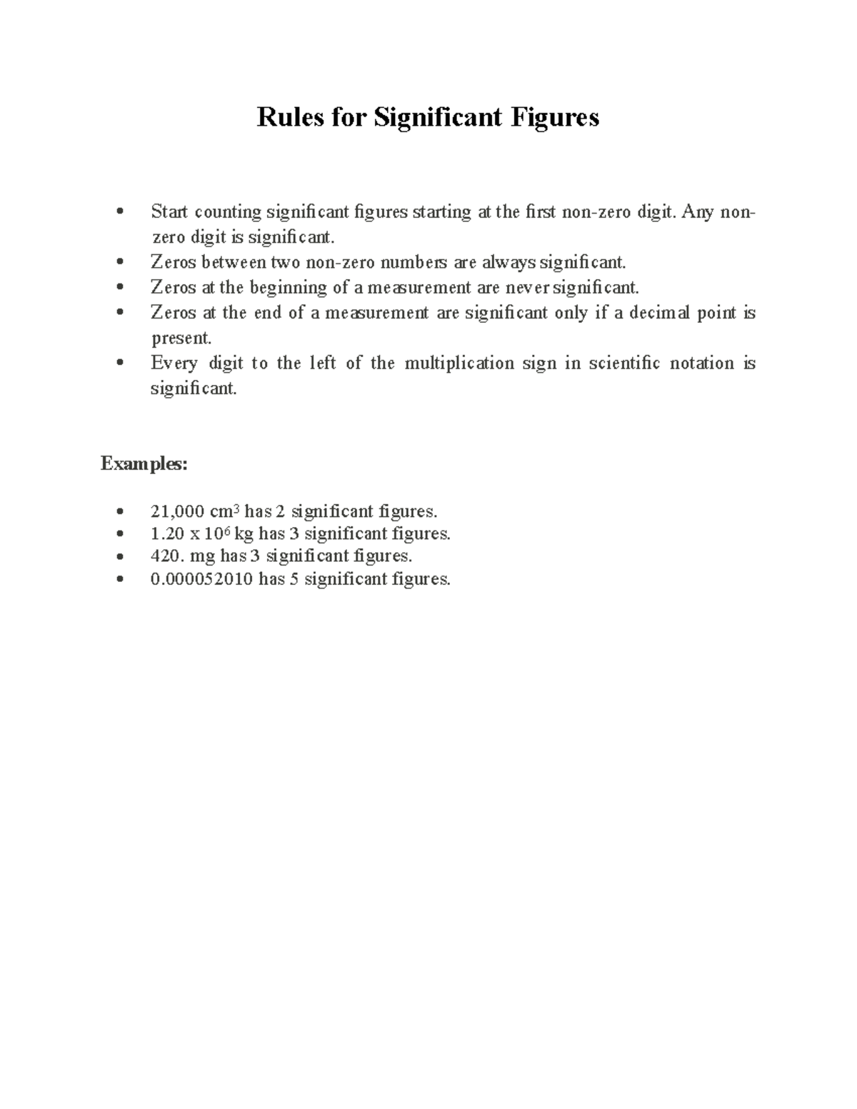 Rules for Significant Figures - Rules for Significant Figures Start ...