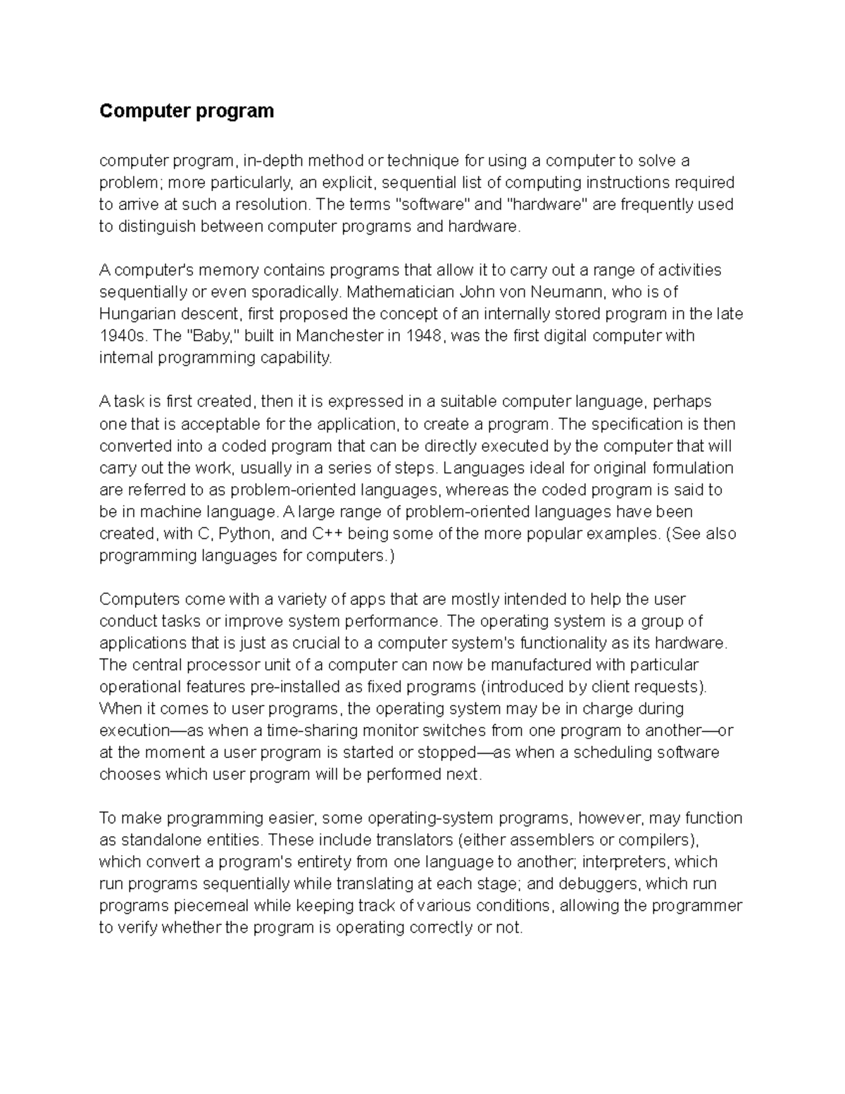 Computer program - Computer program computer program, in-depth method ...