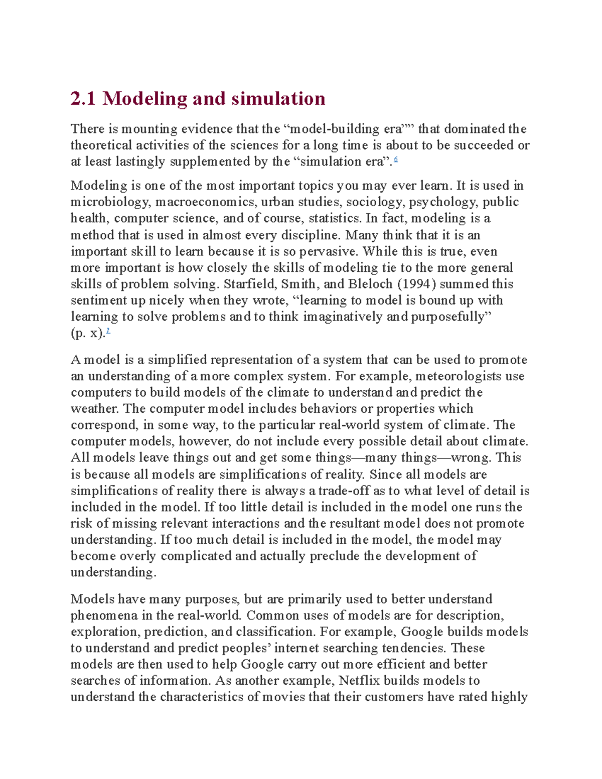 Stat 216 last lecture - 2 Modeling and simulation There is mounting ...