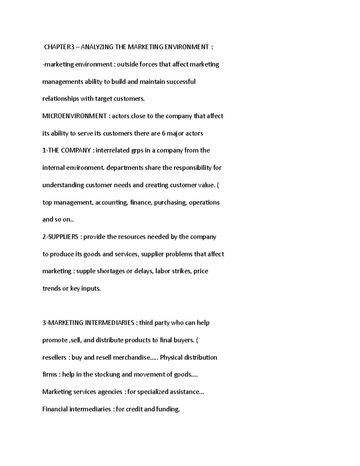 Marketing notes chapter 3 - CHAPTER3 – ANALYZING THE MARKETING ...