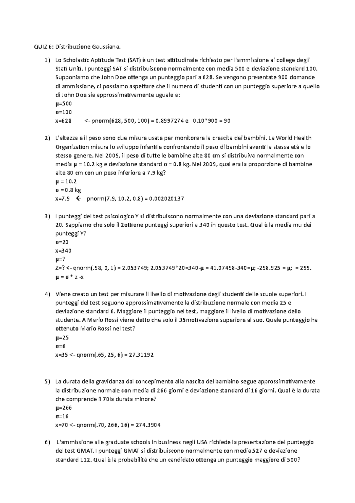 Esercizi Sulla Distribuzione Gaussiana Psicometria B Unifi Studocu