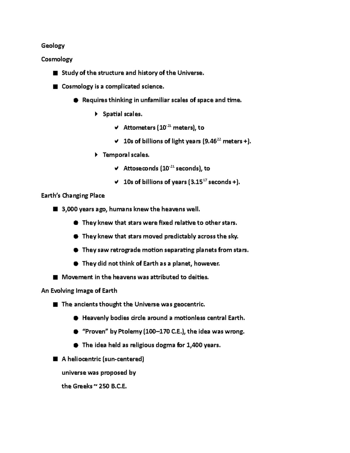 Geology - Lecture notes 1 - Geology Cosmology Study of the structure ...