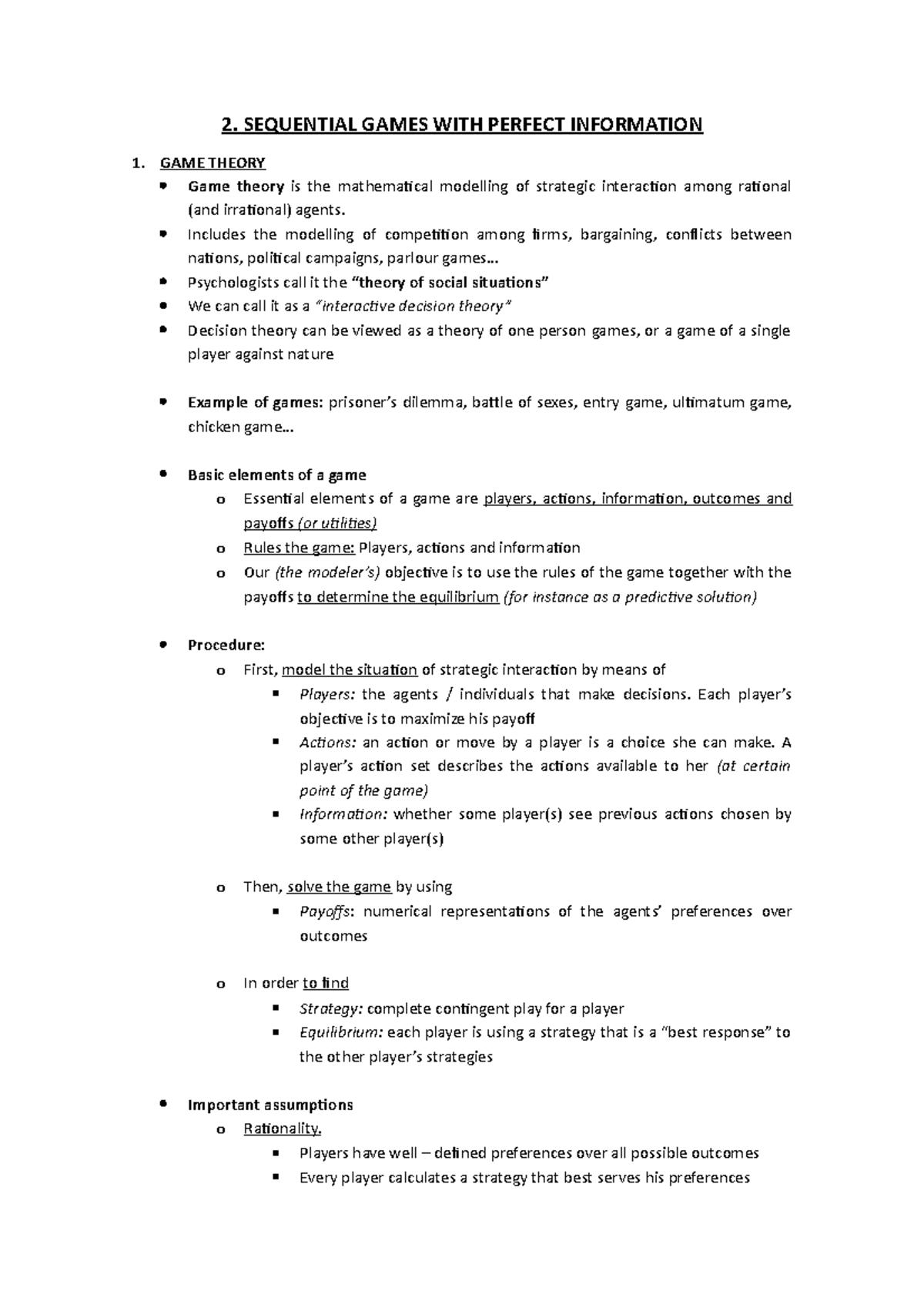 2. Sequential games with perfect information - 2. SEQUENTIAL GAMES WITH ...