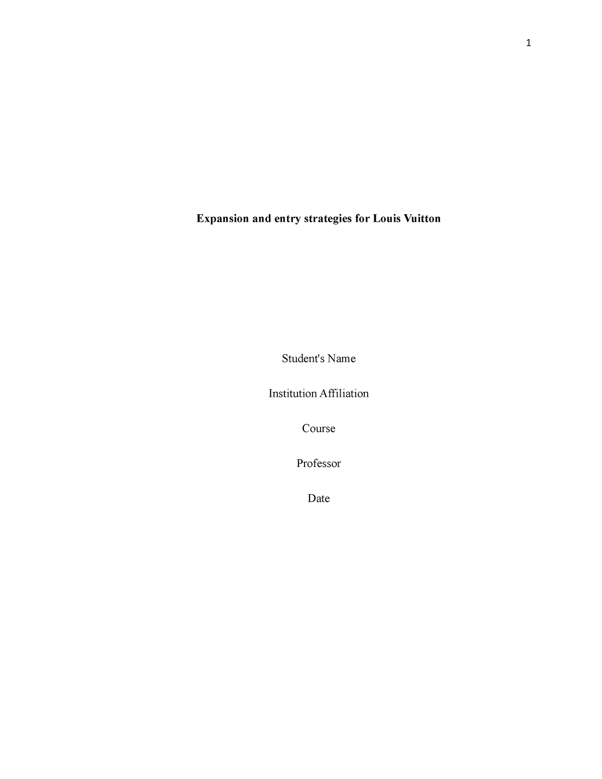 PDF) The Marketing Plan for Louis Vuitton's Entry into the Market of  Cambodia