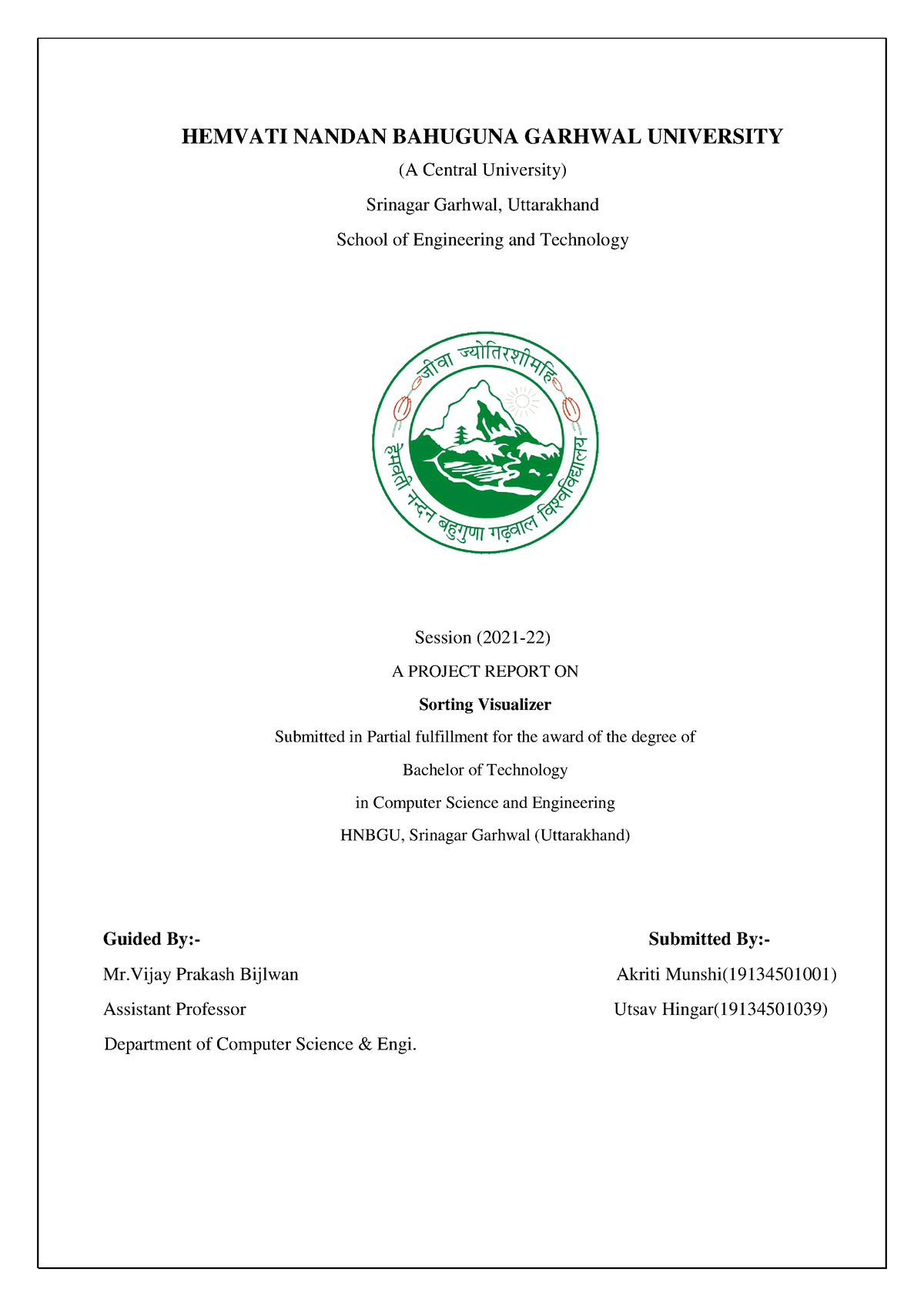 Final Report MINI Project - HEMVATI NANDAN BAHUGUNA GARHWAL UNIVERSITY ...