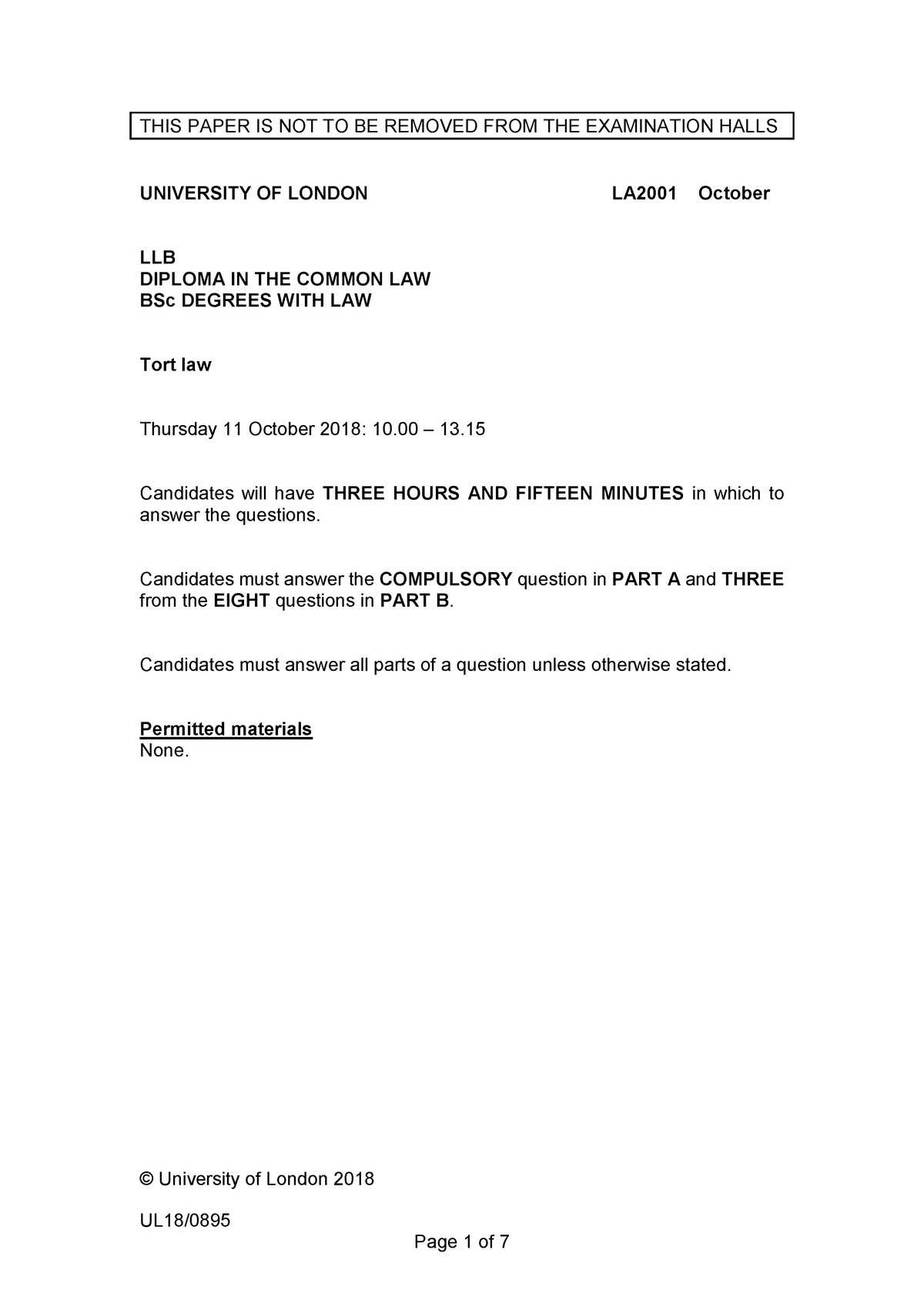 tort-exam-2018-oct-ab-tort-exam-2018-ul18-this-paper-is-not-to