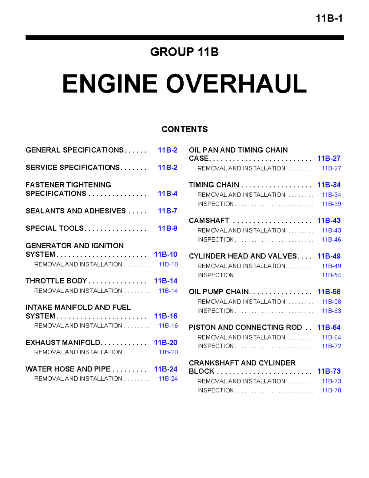 GR00001800-11B - For automotive - GROUP 11B ENGINE OVERHAUL - 11B ...