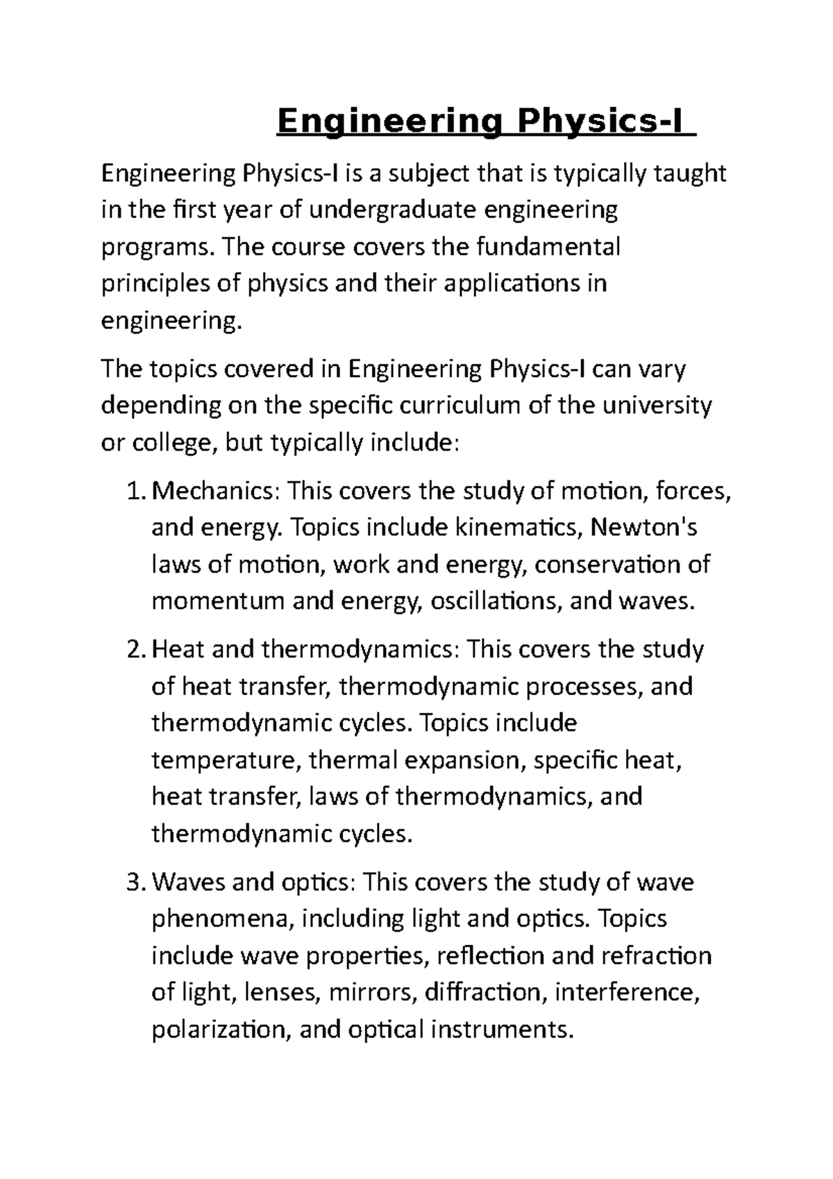 Engineering Physics - Engineering Physics-I Engineering Physics-I Is A ...