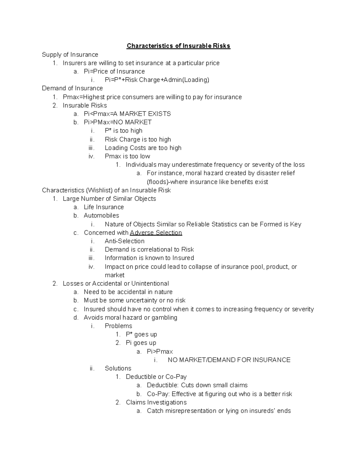Characteristics of Insureable Risk - Characteristics of Insurable Risks ...